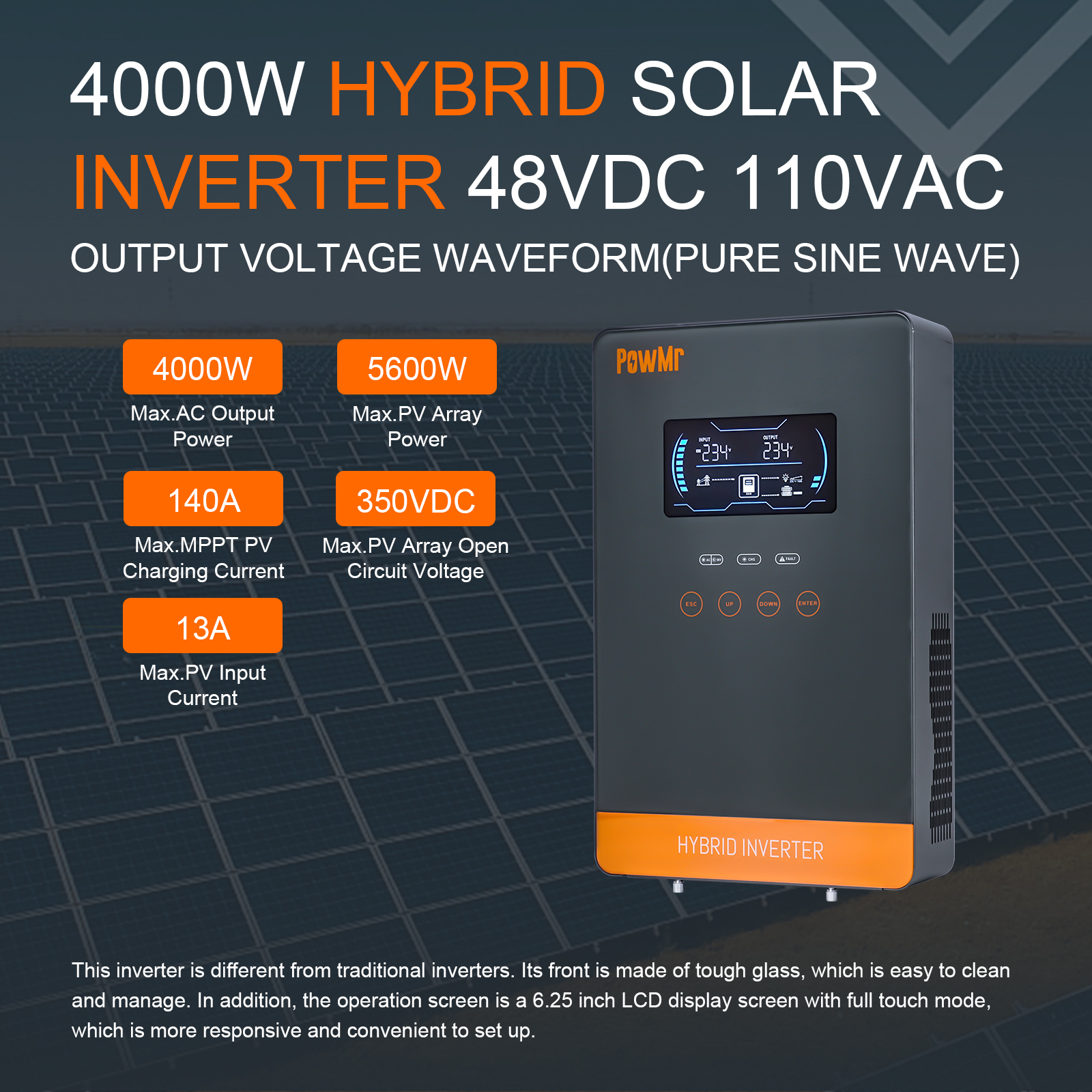 PowMr USA 4000W 24V Hybrid Sol - Solar Emergency Charger avis et prix