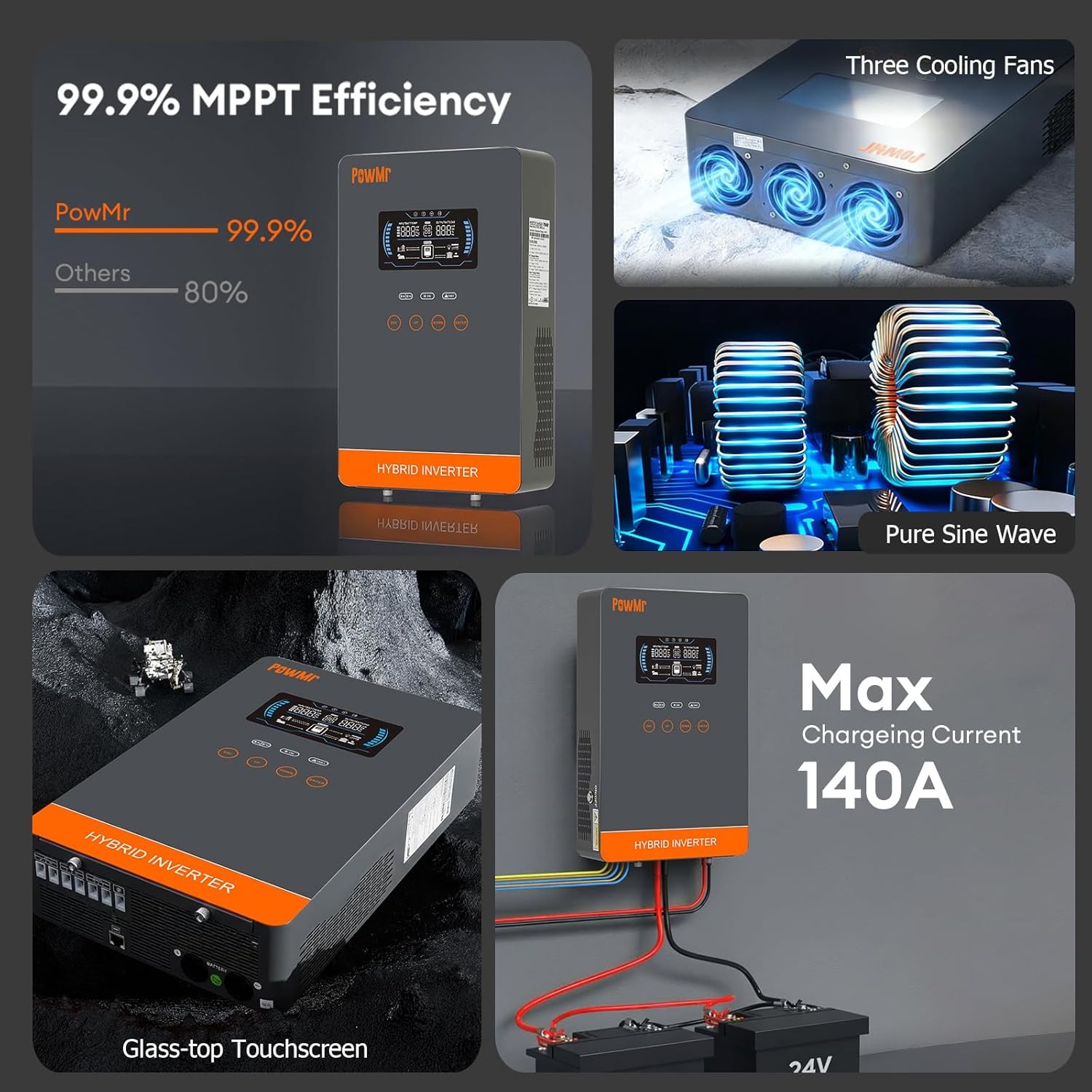 PowMr USA 4000W 24V Hybrid Sol - Solar Emergency Charger avis et prix
