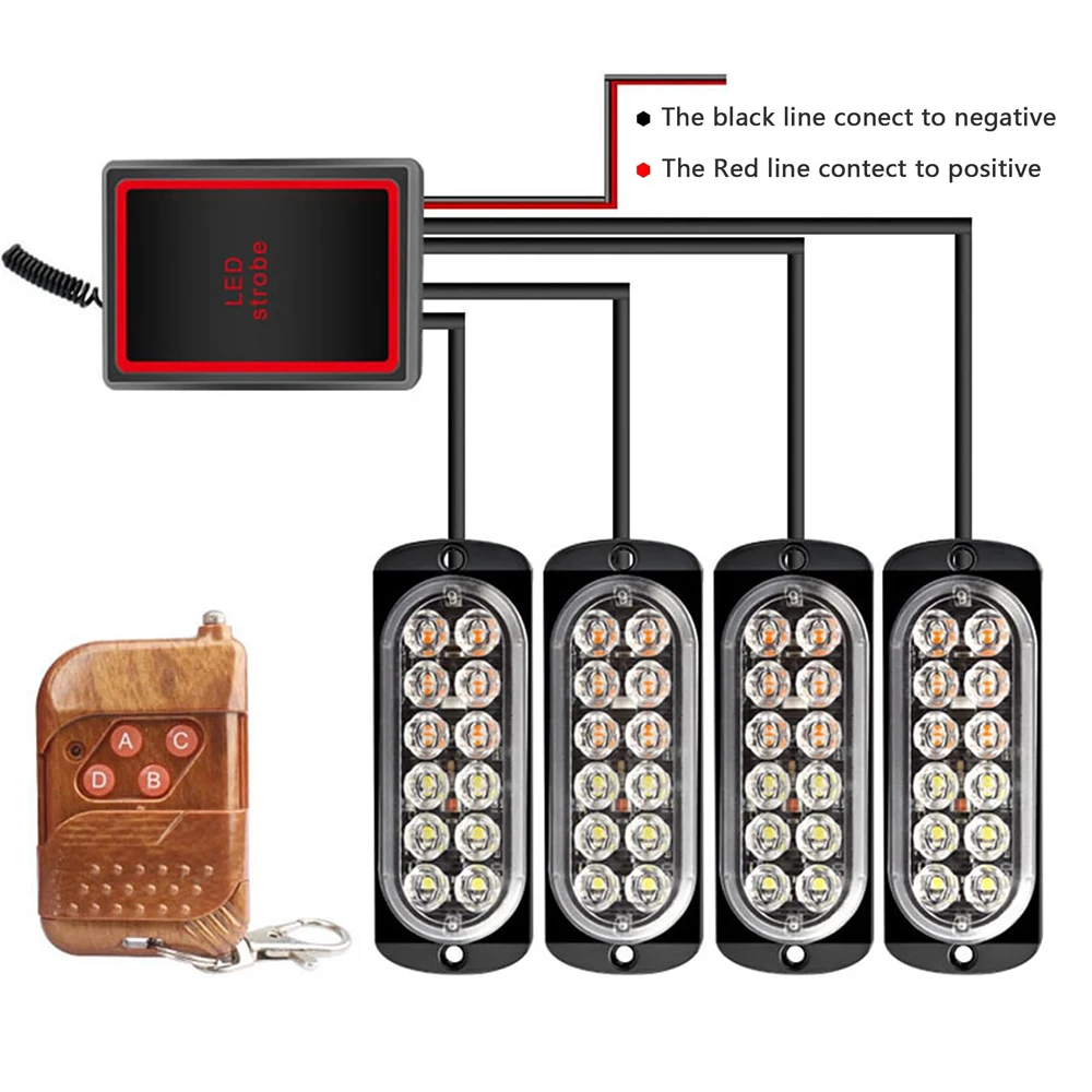 4x12 LED Remote Control Car St - Sos Light Strobe avis et prix