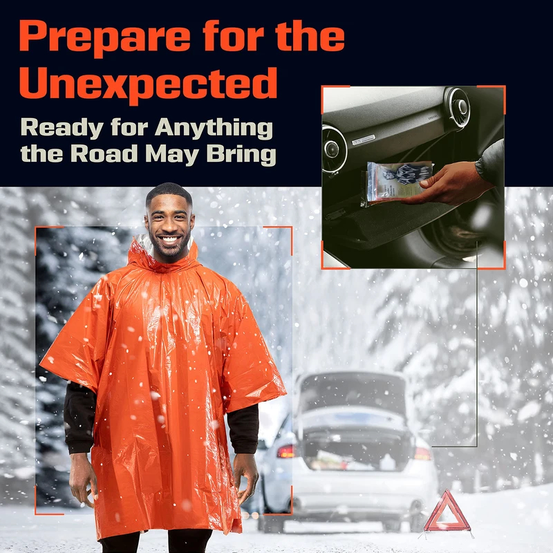 Aluminum Coated Hooded Emergen - Emergency Poncho Rain avis et prix