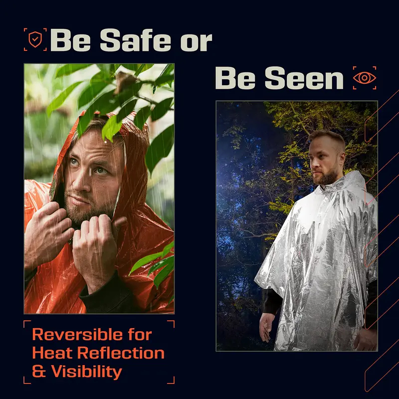 Aluminum Coated Hooded Emergen - Emergency Poncho Rain avis et prix