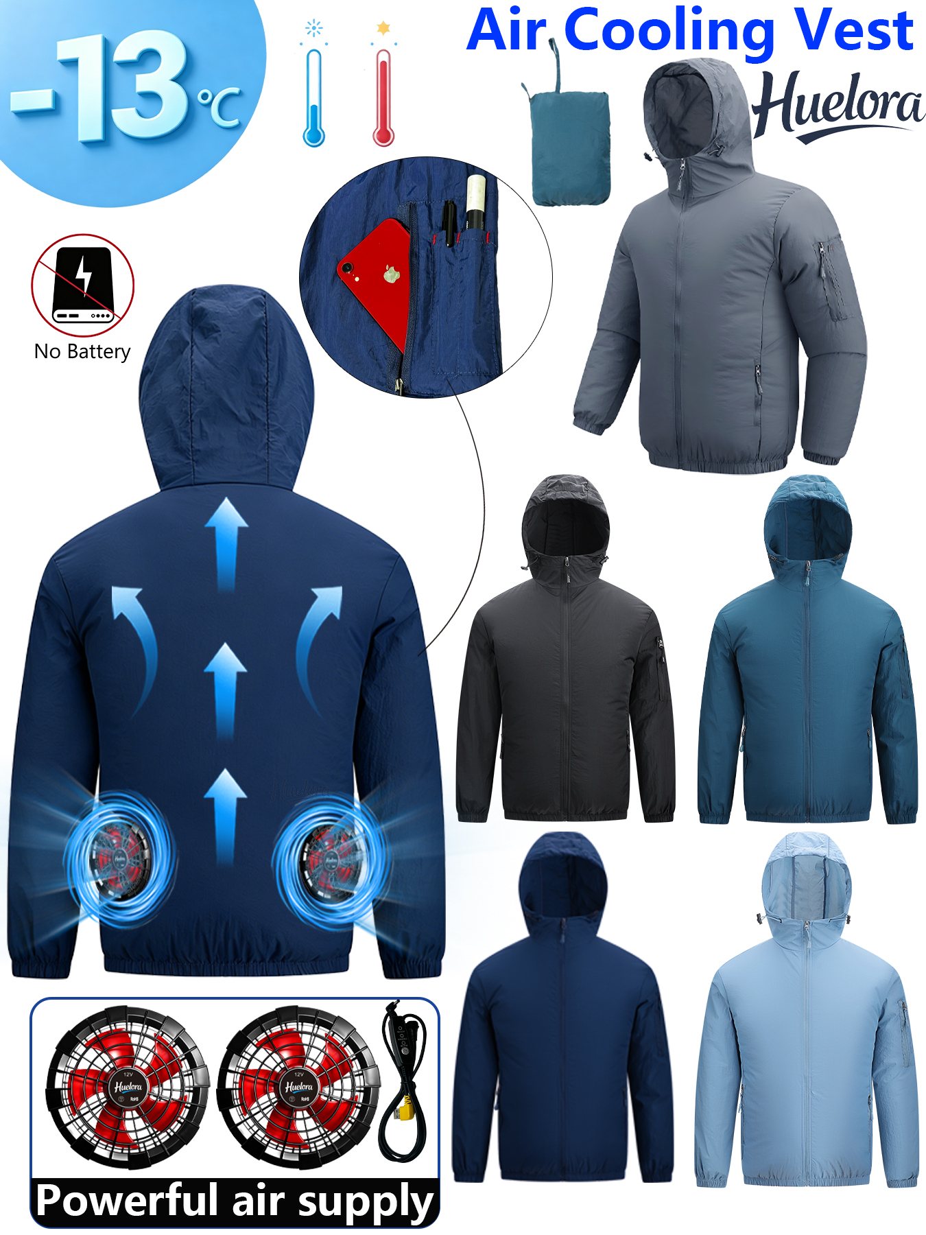 Men's Hooded USB Cooling Jacke - Fishing Kit Compact avis et prix