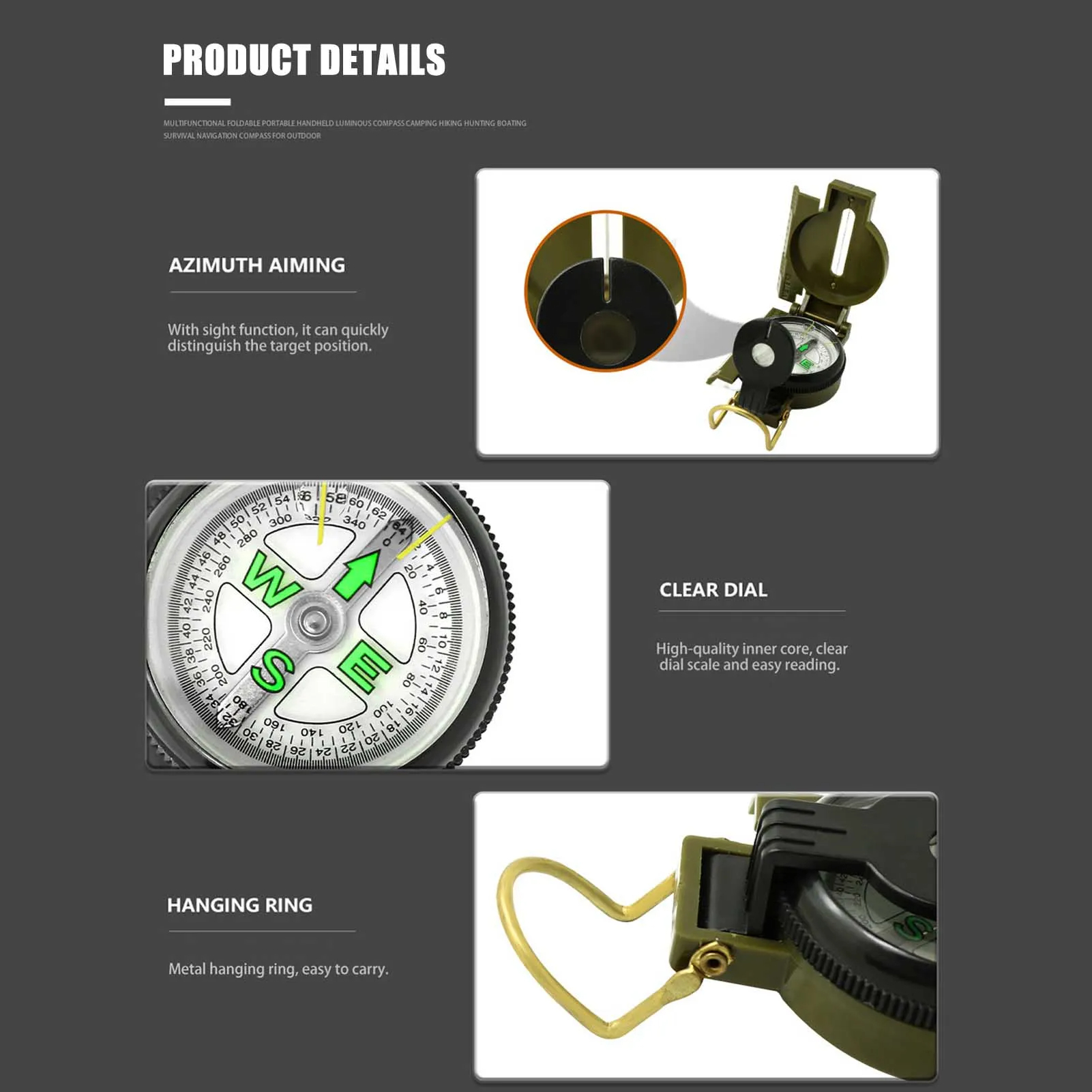 Portable Multi-functional Phos - Compass Lensatic avis et prix