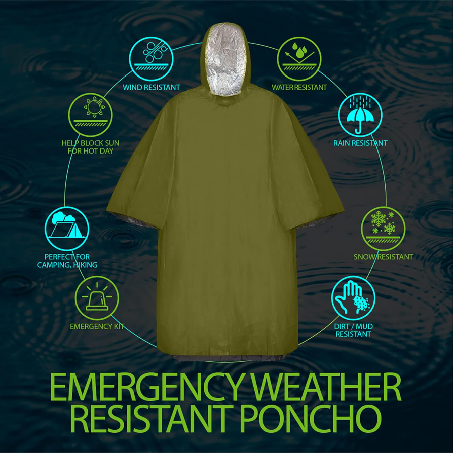 ZHUOHUA 5 Pack Emergency Survi - Emergency Poncho Rain avis et prix
