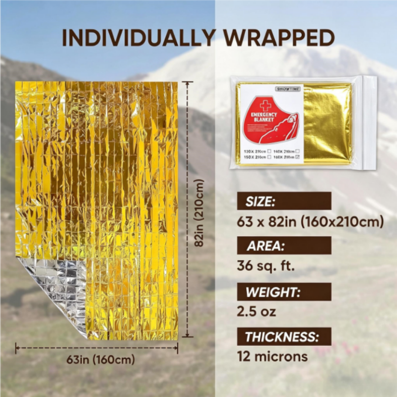 12PCS Large 160×210cm Gold Foi - Survival Blanket Reflective avis et prix