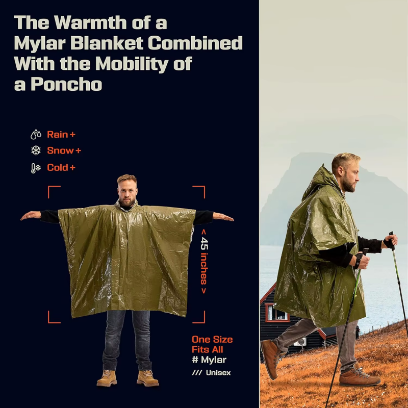 Single-Use Aluminum Film Therm - Emergency Poncho Rain avis et prix
